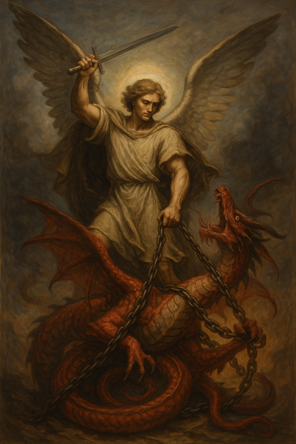 In the vision John saw (Revelation 20:1–3, NIrV), an angel descended from heaven carrying a heavy chain and the key to the Abyss.
